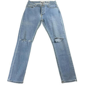 American Apparel Jeans Womens 31 Blue Distressed Skinny Y2K Denim Streetwear Raw